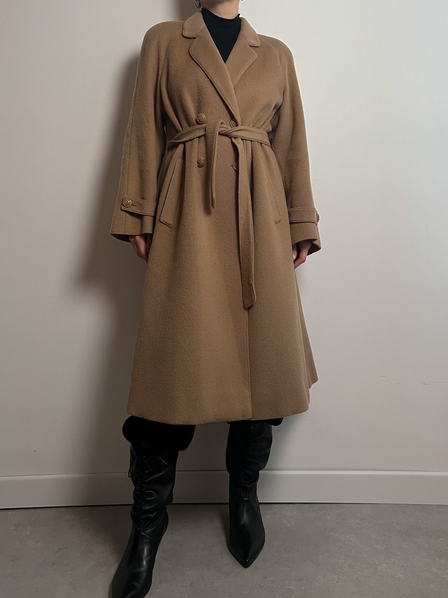 Wool camel long coat