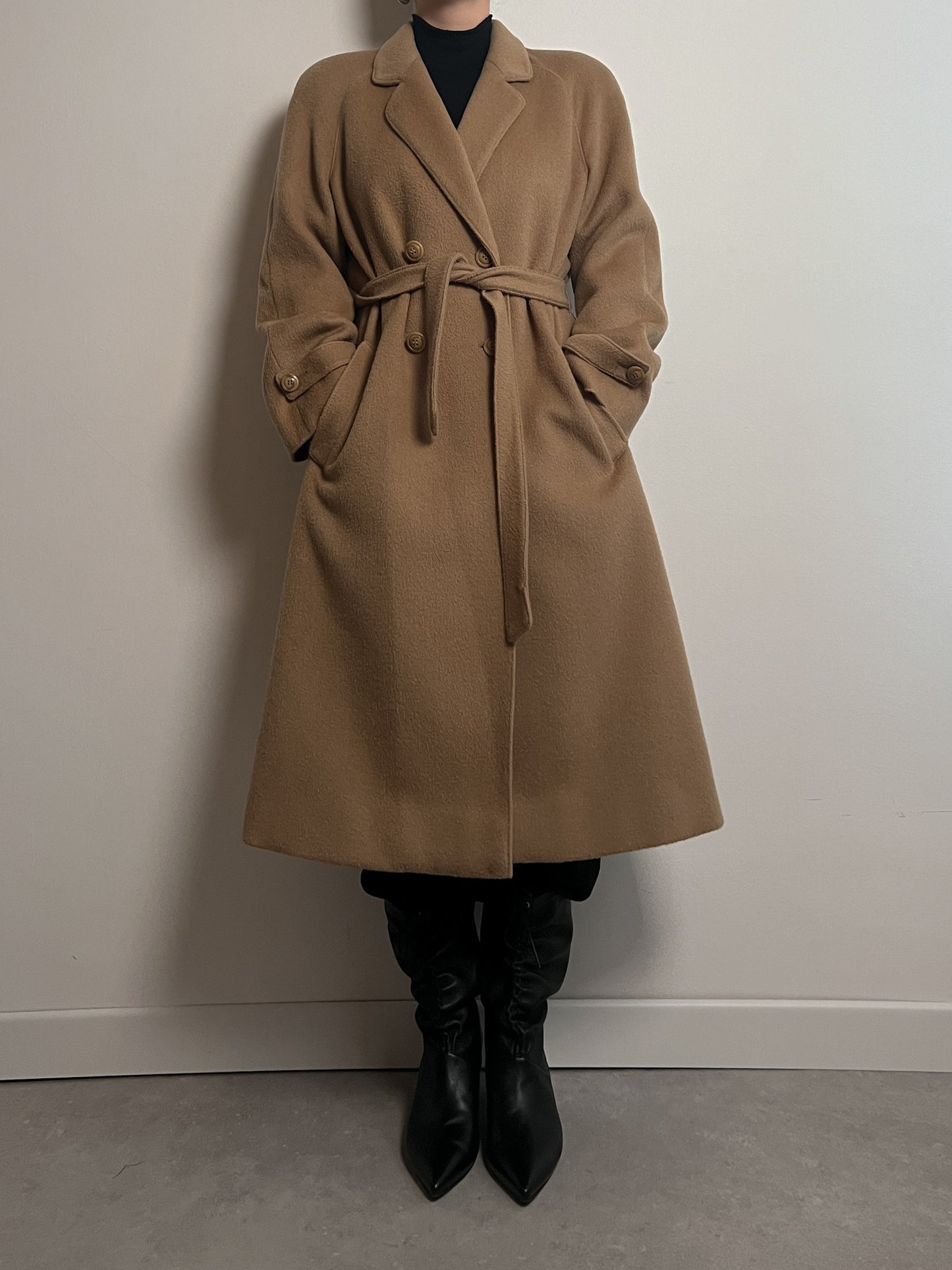 Wool camel long coat