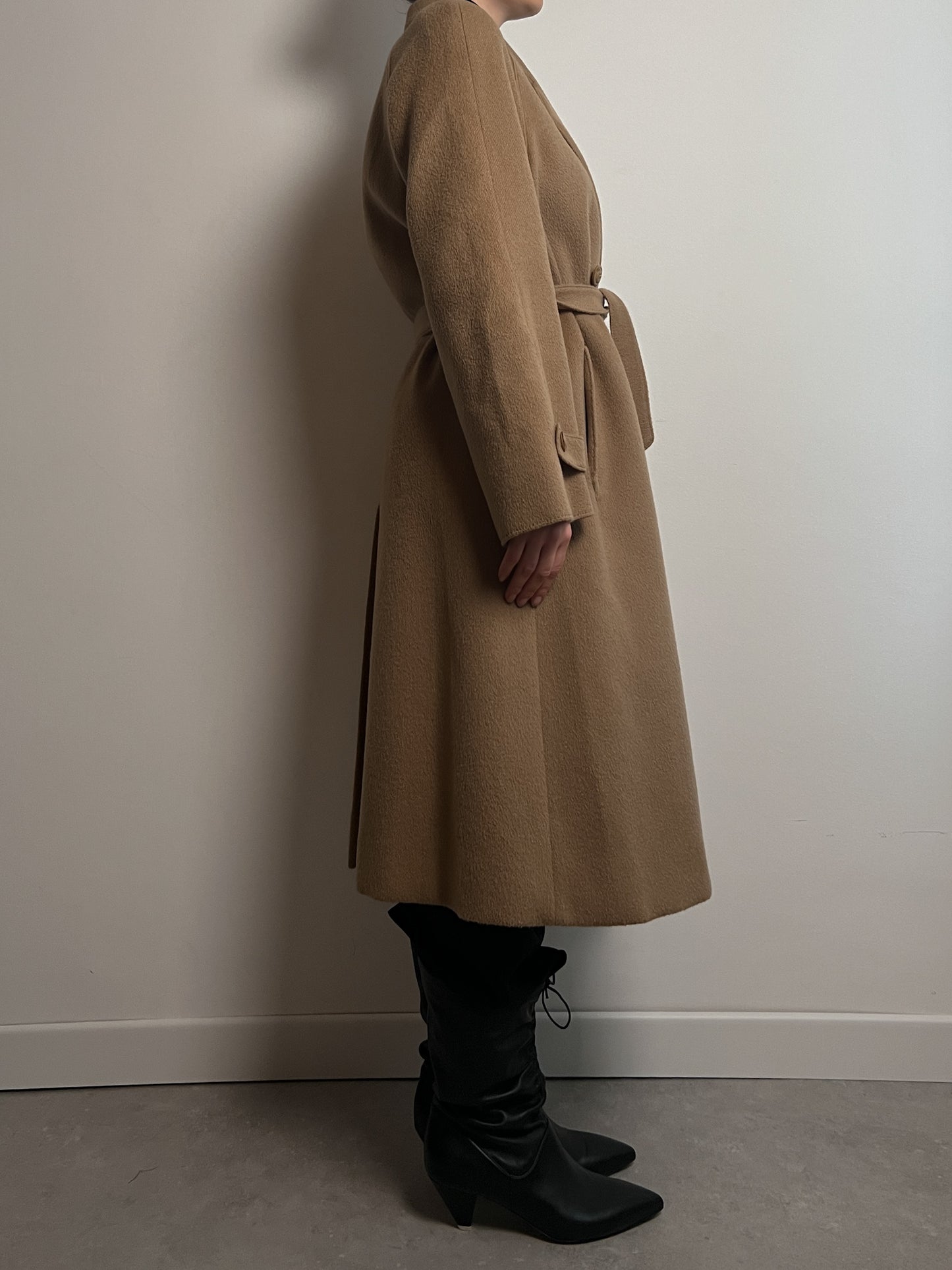 Wool camel long coat