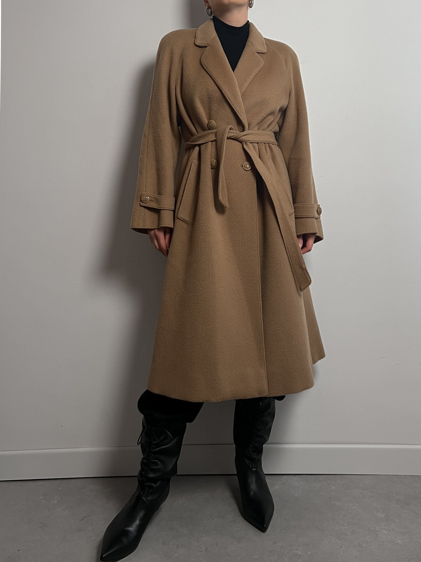 Wool camel long coat