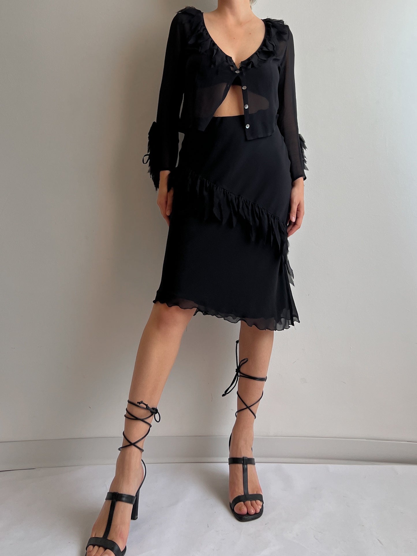 Pure silk black skirt