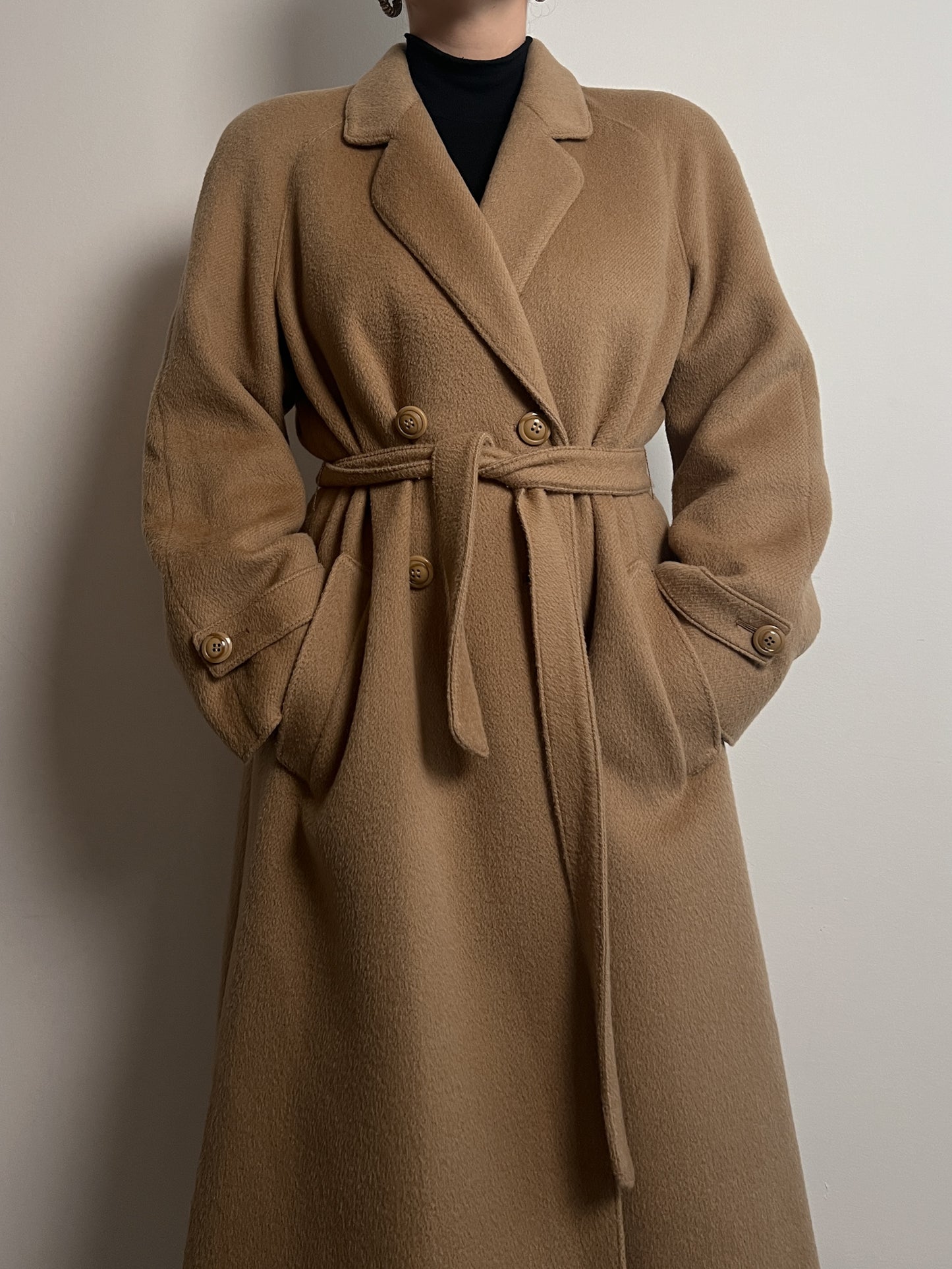 Wool camel long coat