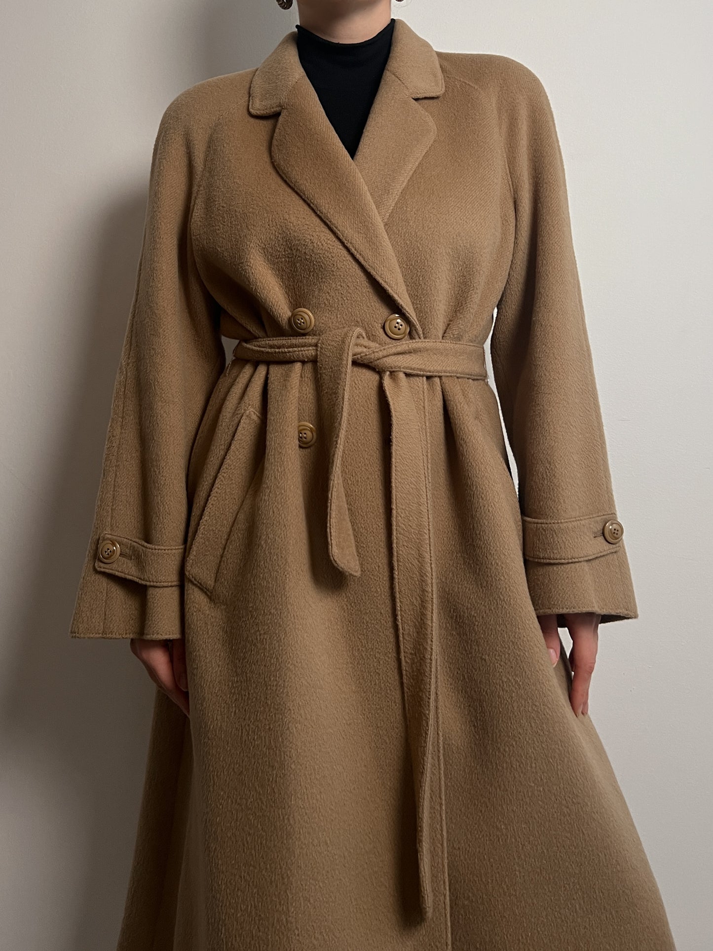 Wool camel long coat