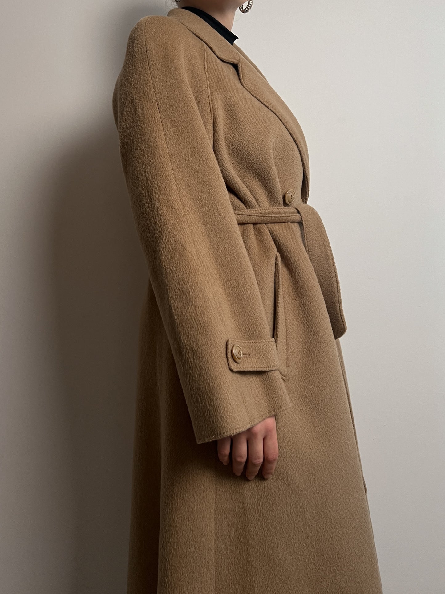 Wool camel long coat