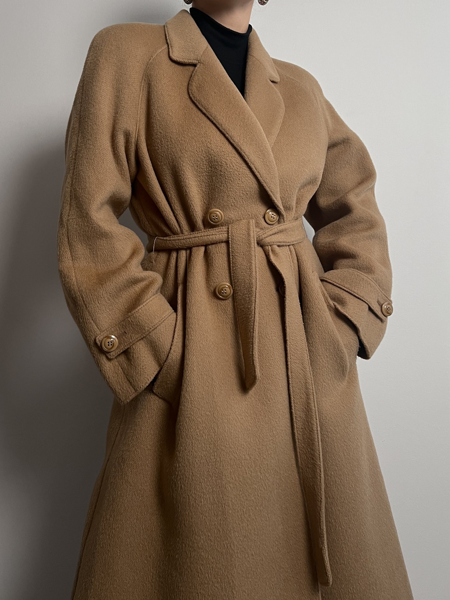 Wool camel long coat