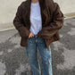 Real Shearling brown bomber