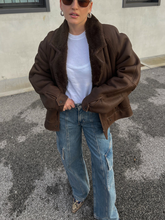 Real Shearling brown bomber