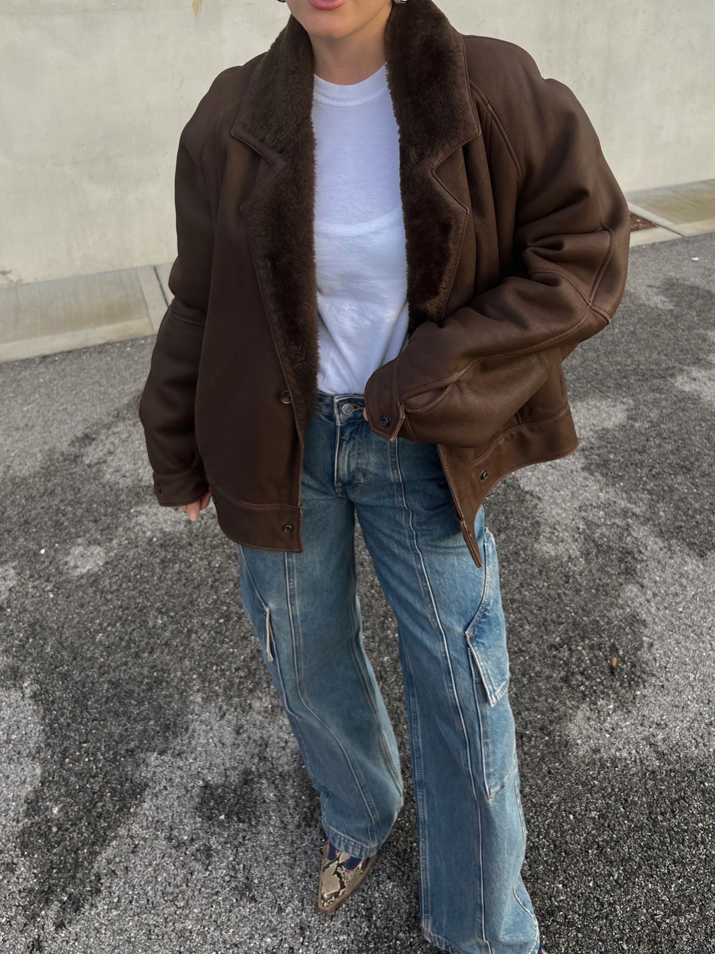 Real Shearling brown bomber