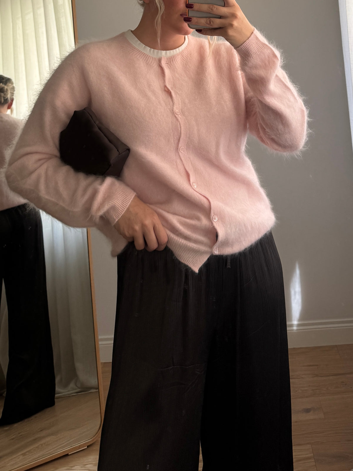 Cardigan in lana e cashmere - Pink