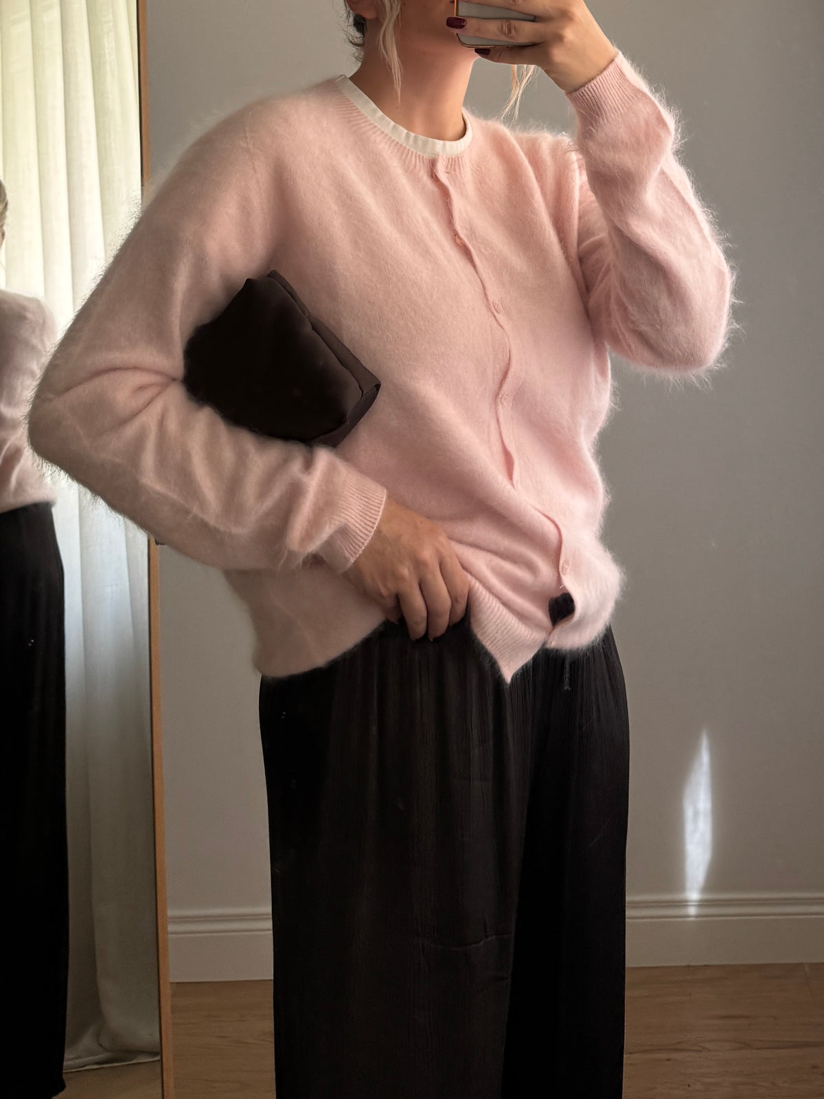 Cardigan in lana e cashmere - Pink