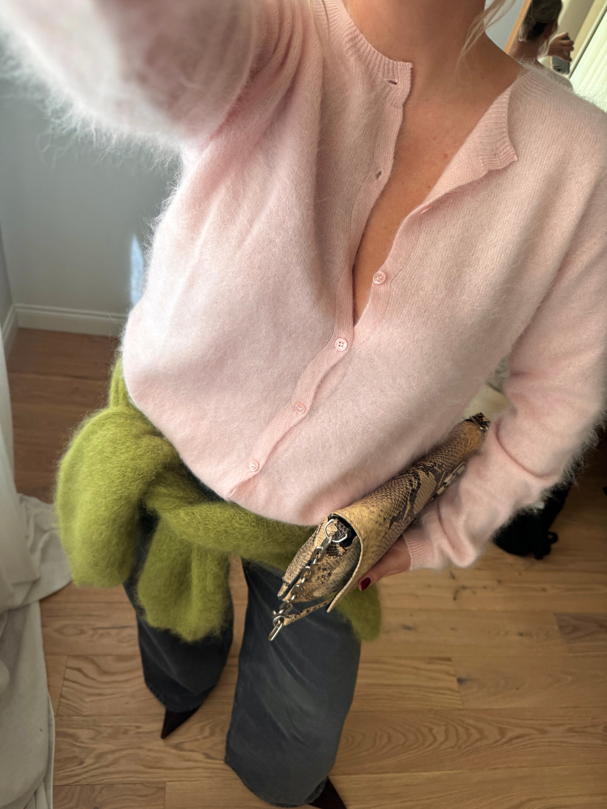 Cardigan in lana e cashmere - Pink