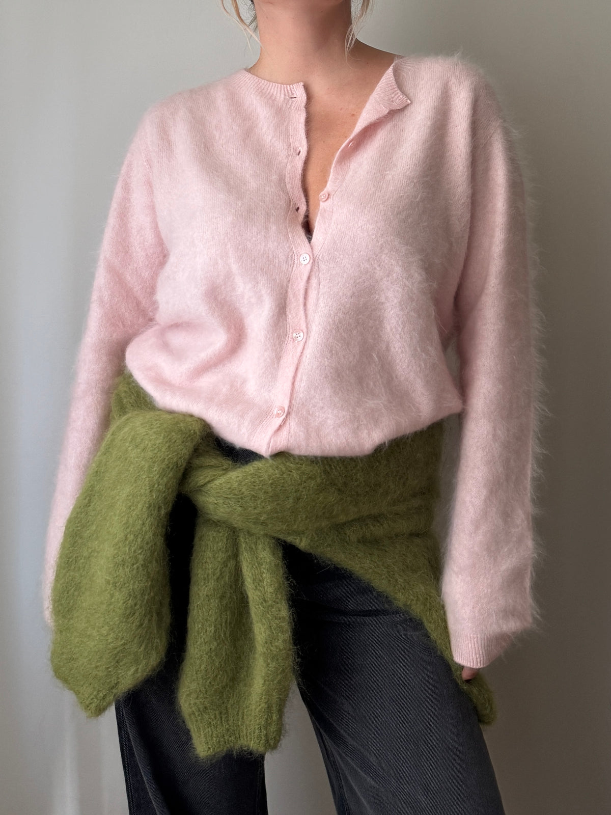 Cardigan in lana e cashmere - Pink