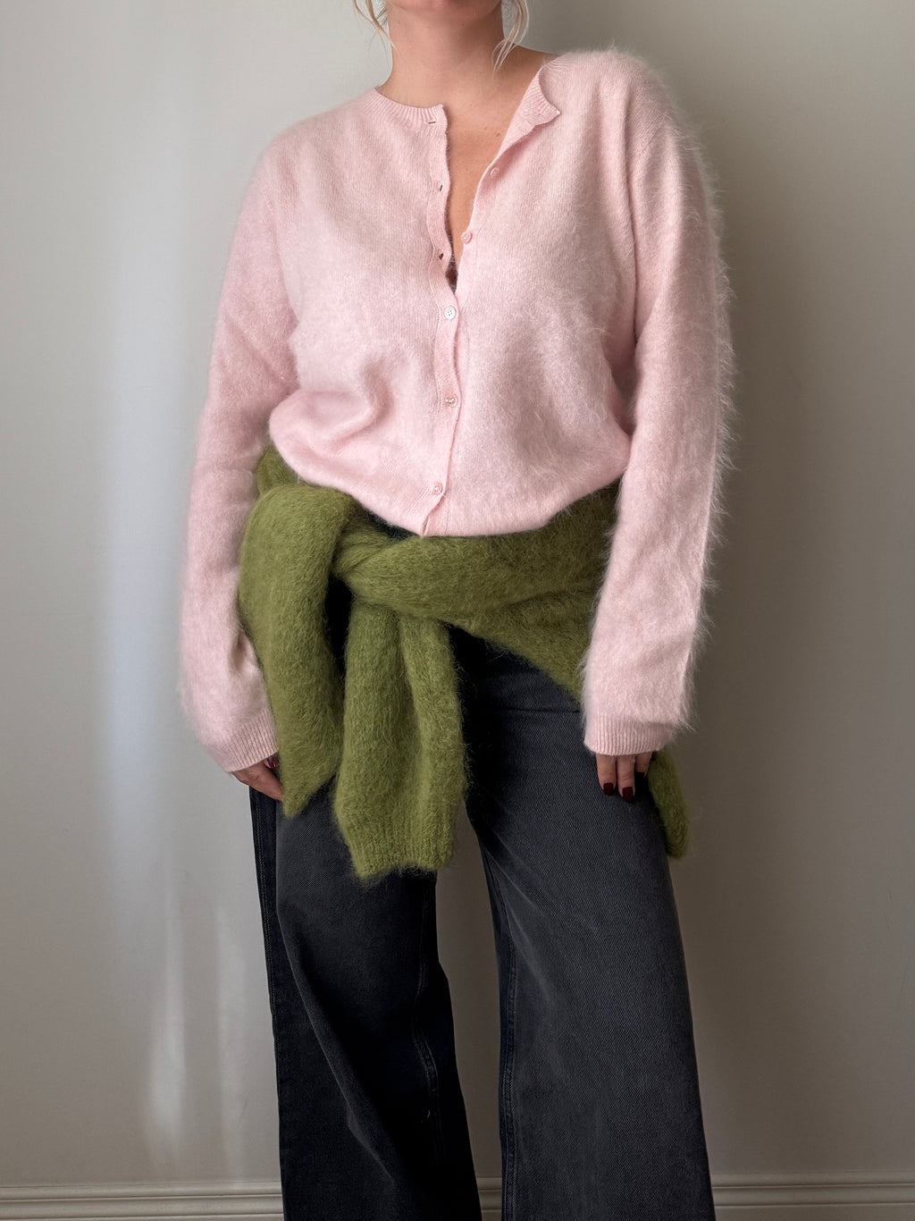 Cardigan in lana e cashmere - Pink