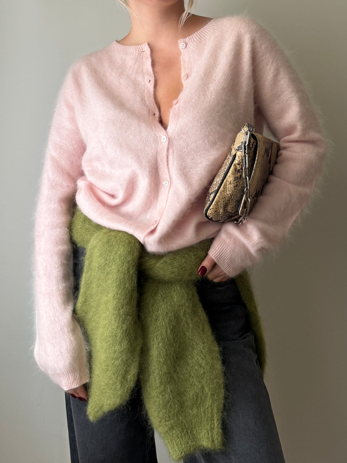 Cardigan in lana e cashmere - Pink