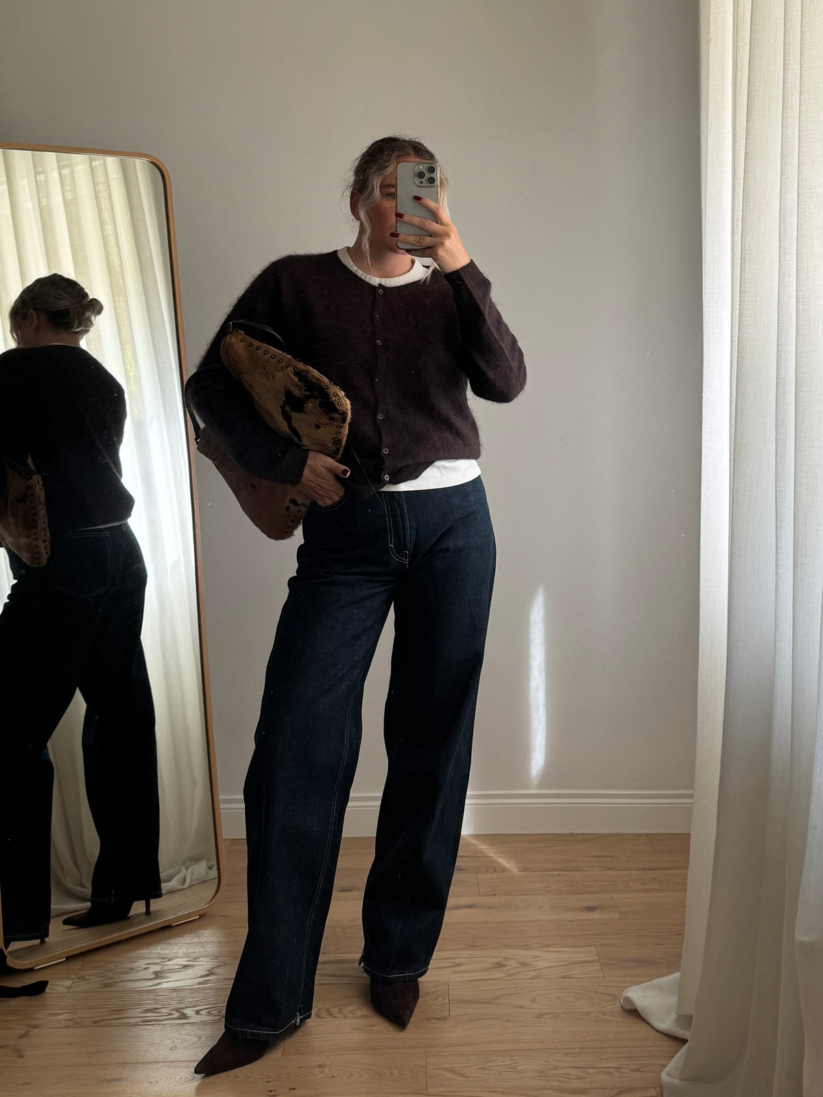 Cardigan in lana e cashmere - Chocolate