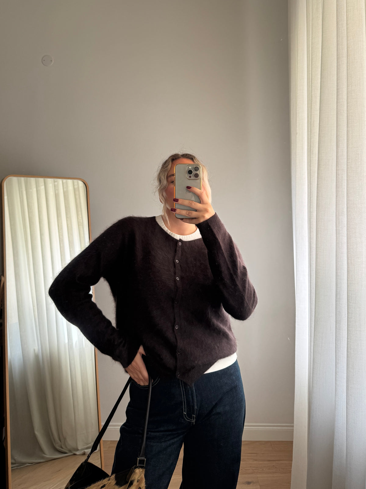 Cardigan in lana e cashmere - Chocolate