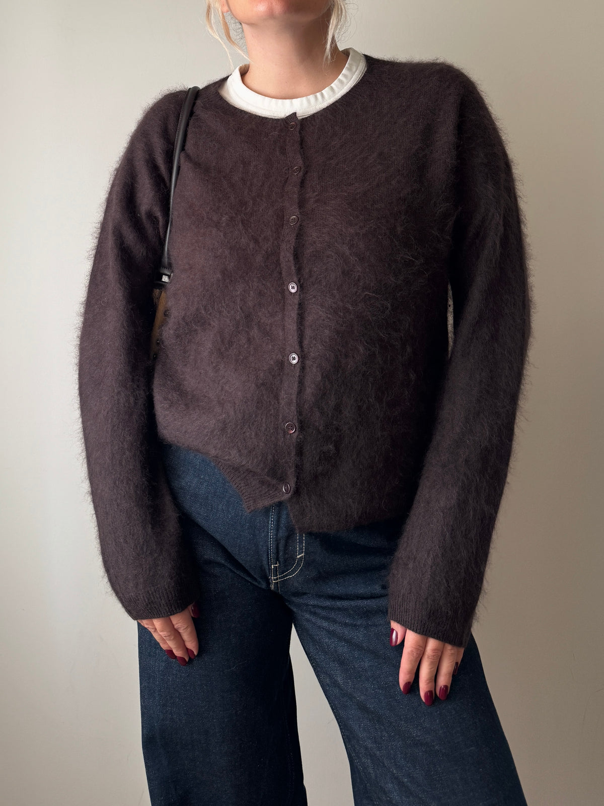 Cardigan in lana e cashmere - Chocolate