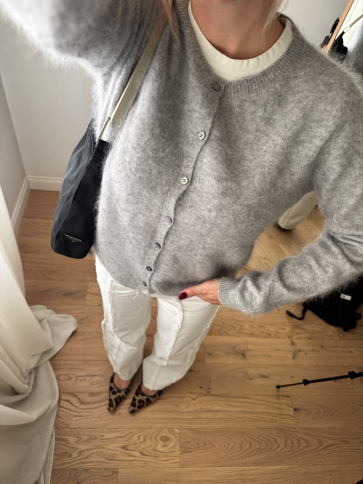 Cardigan in lana e cashmere - Grey