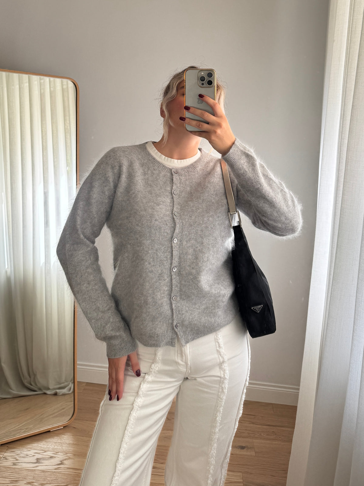 Cardigan in lana e cashmere - Grey