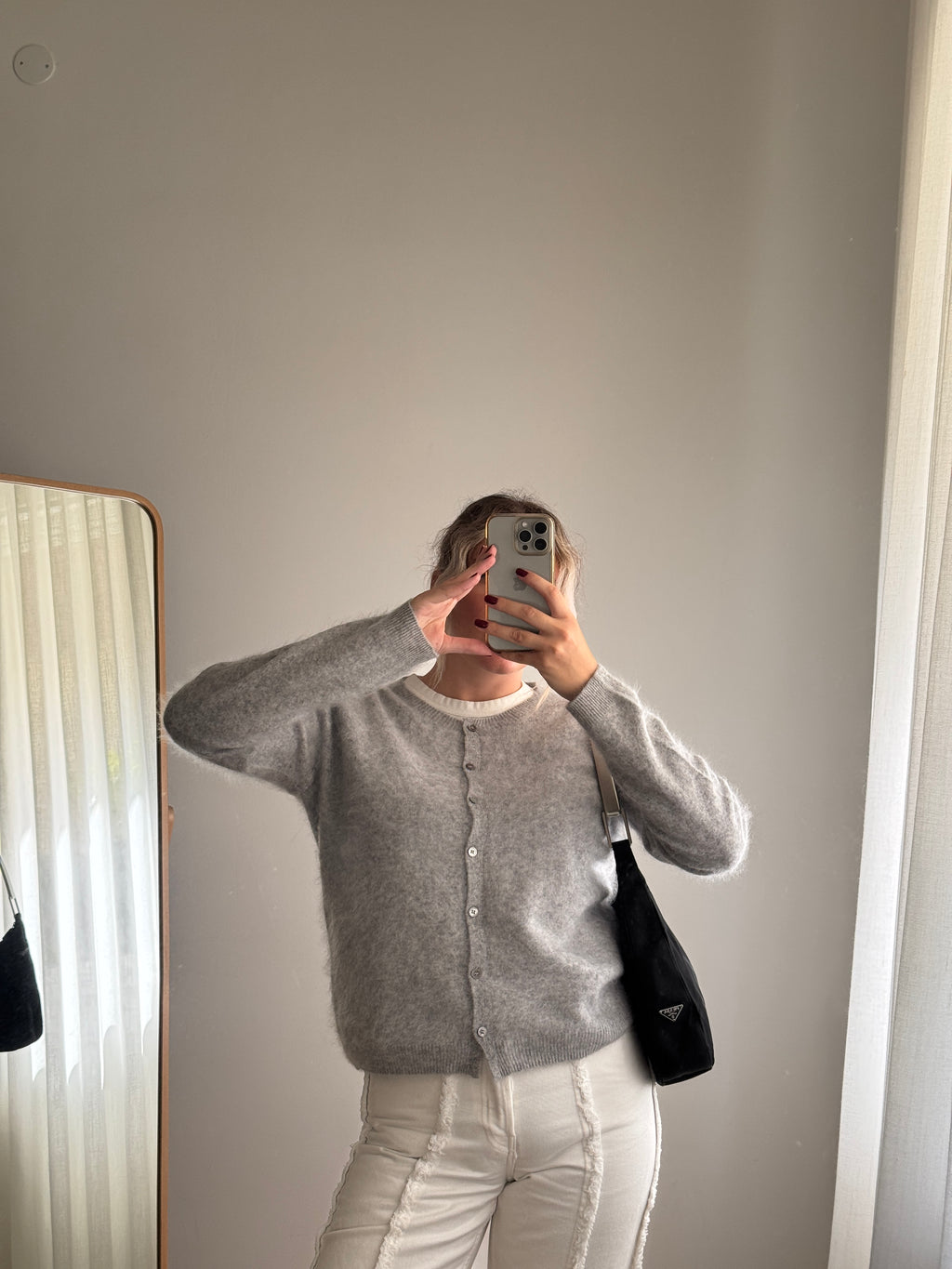 Cardigan in lana e cashmere - Grey