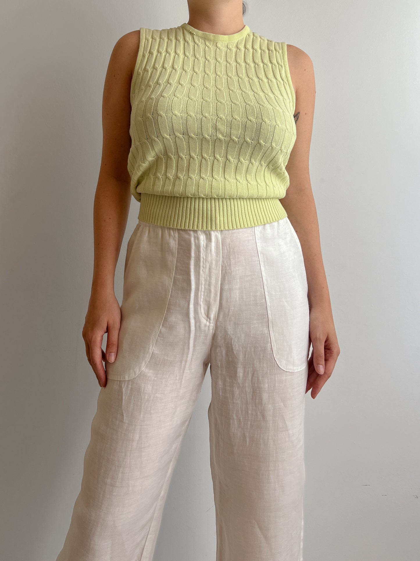 Linen and viscose white pants