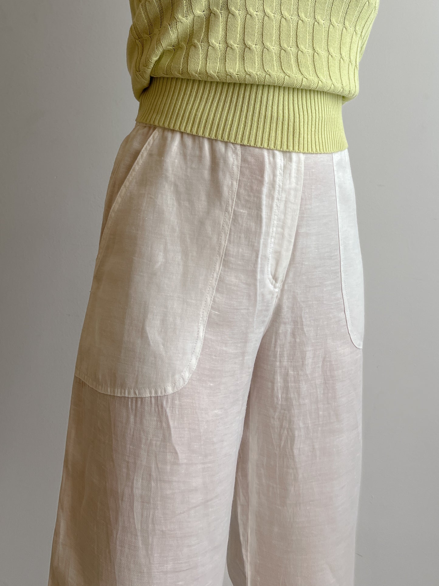 Linen and viscose white pants