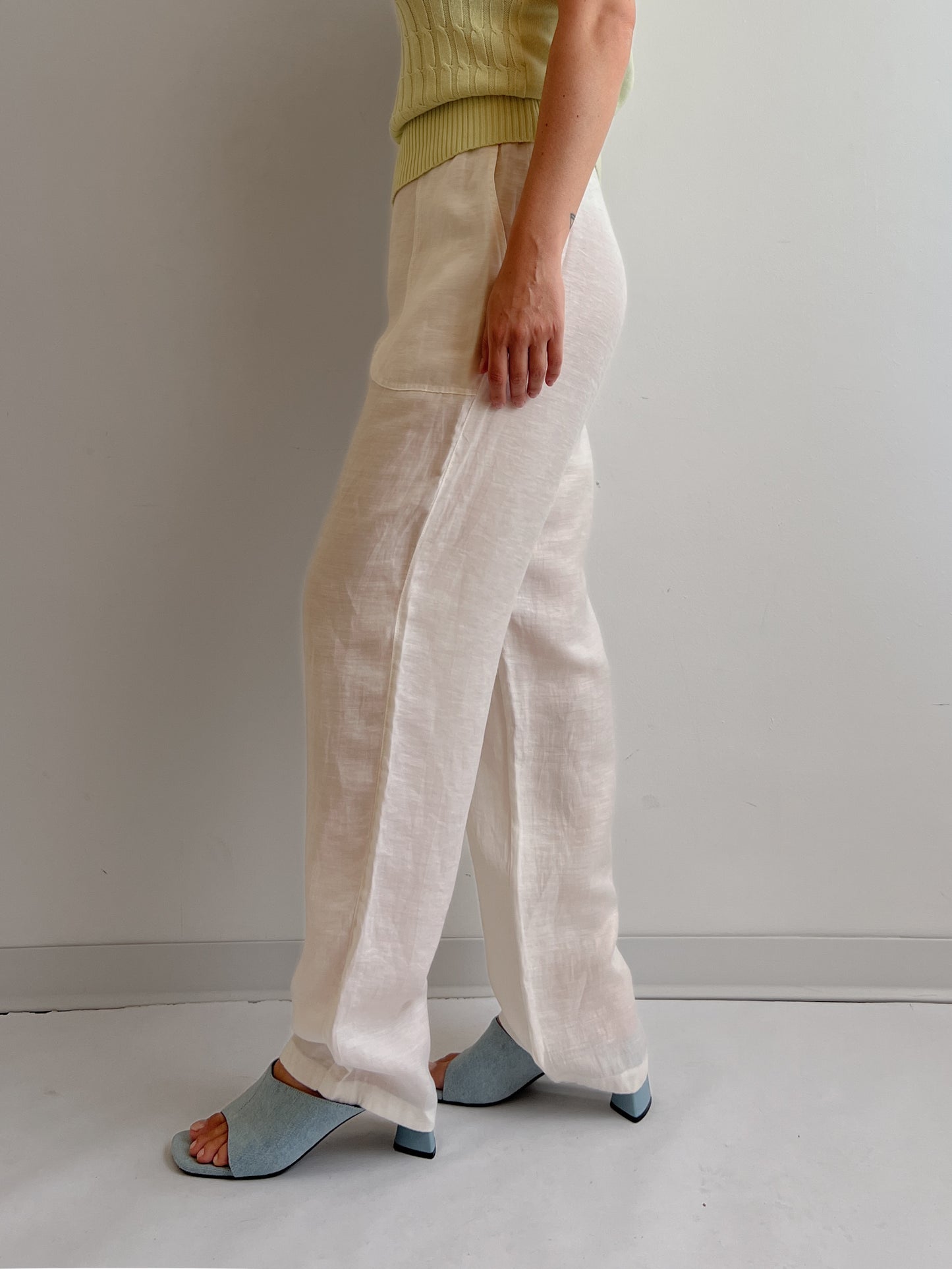 Linen and viscose white pants