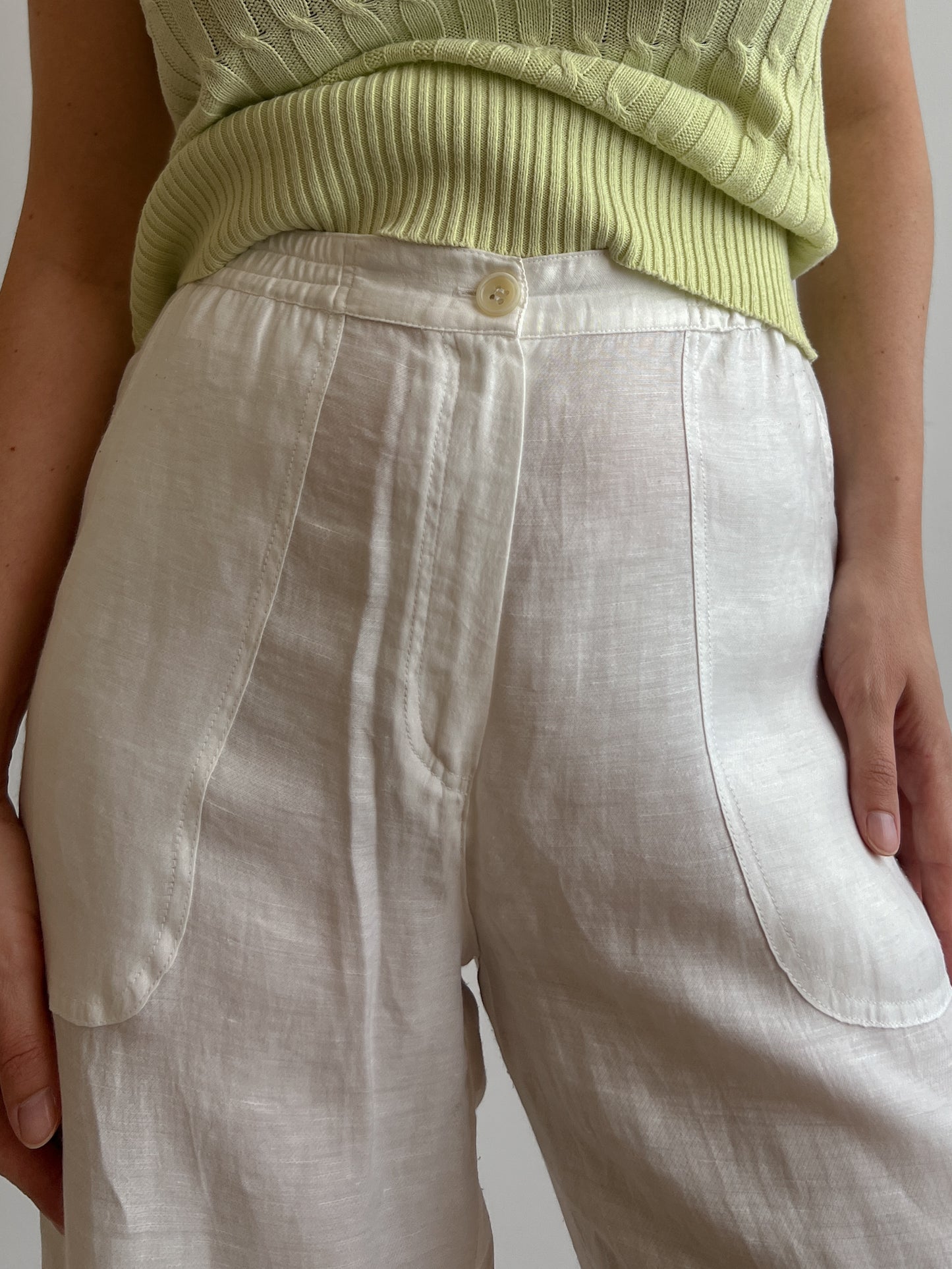 Linen and viscose white pants