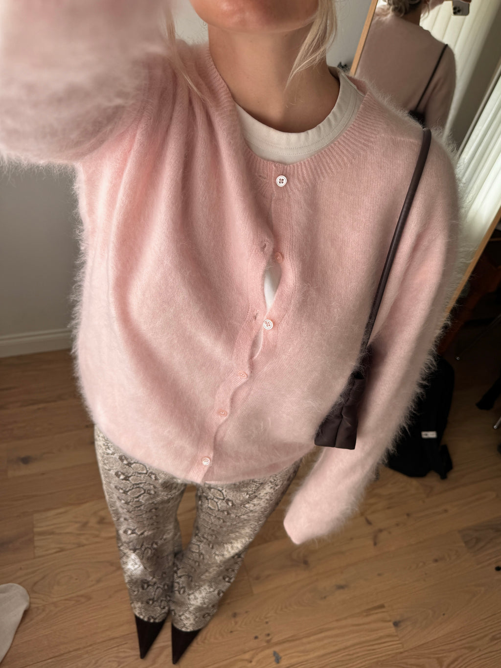 Cardigan in lana e cashmere - Pink