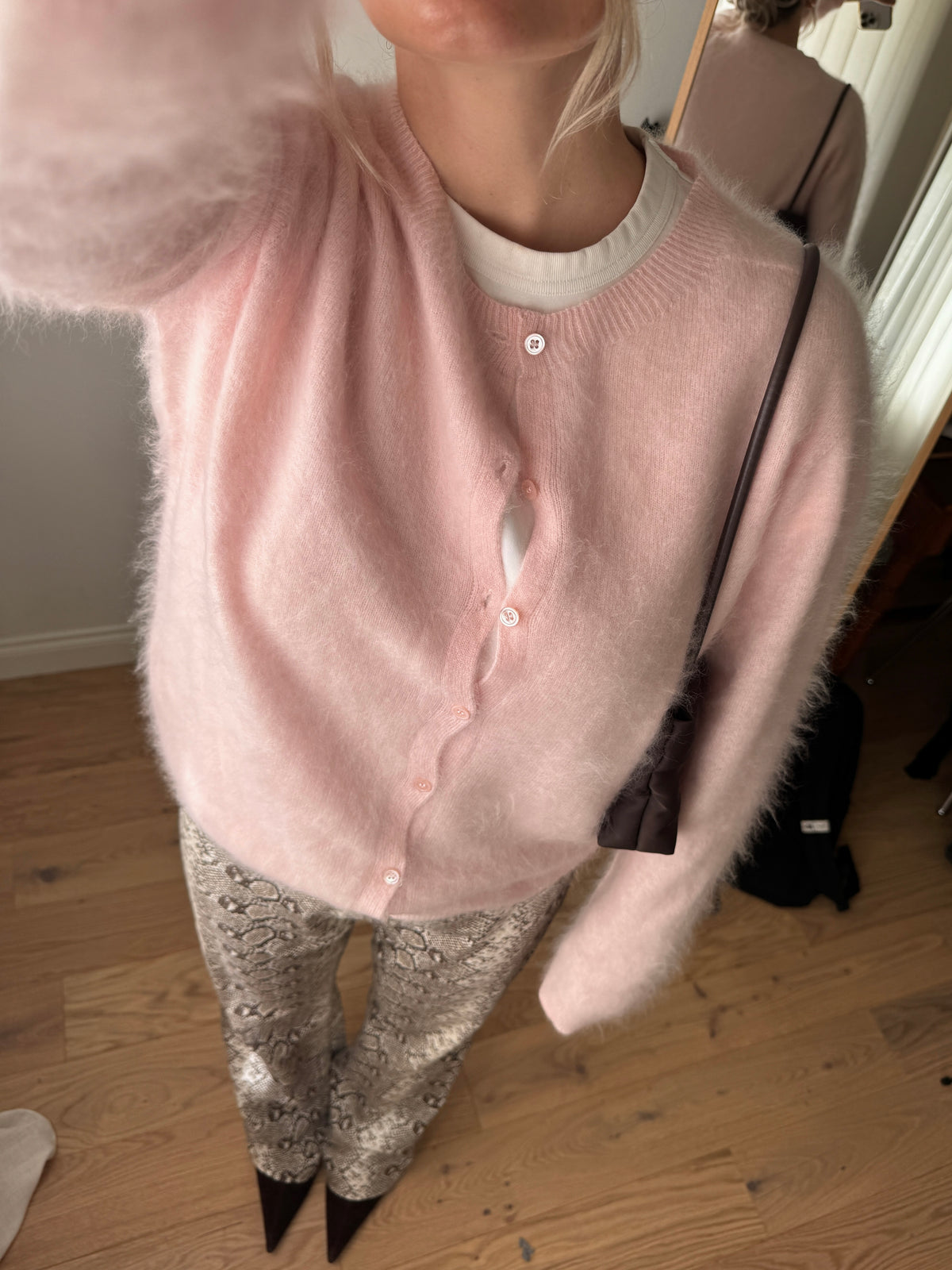 Cardigan in lana e cashmere - Pink