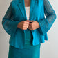 Pure linen turquoise blazer