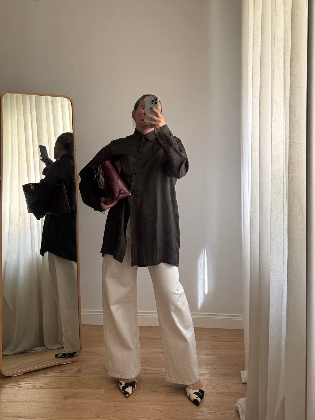 Maxi camicia marrone in viscosa
