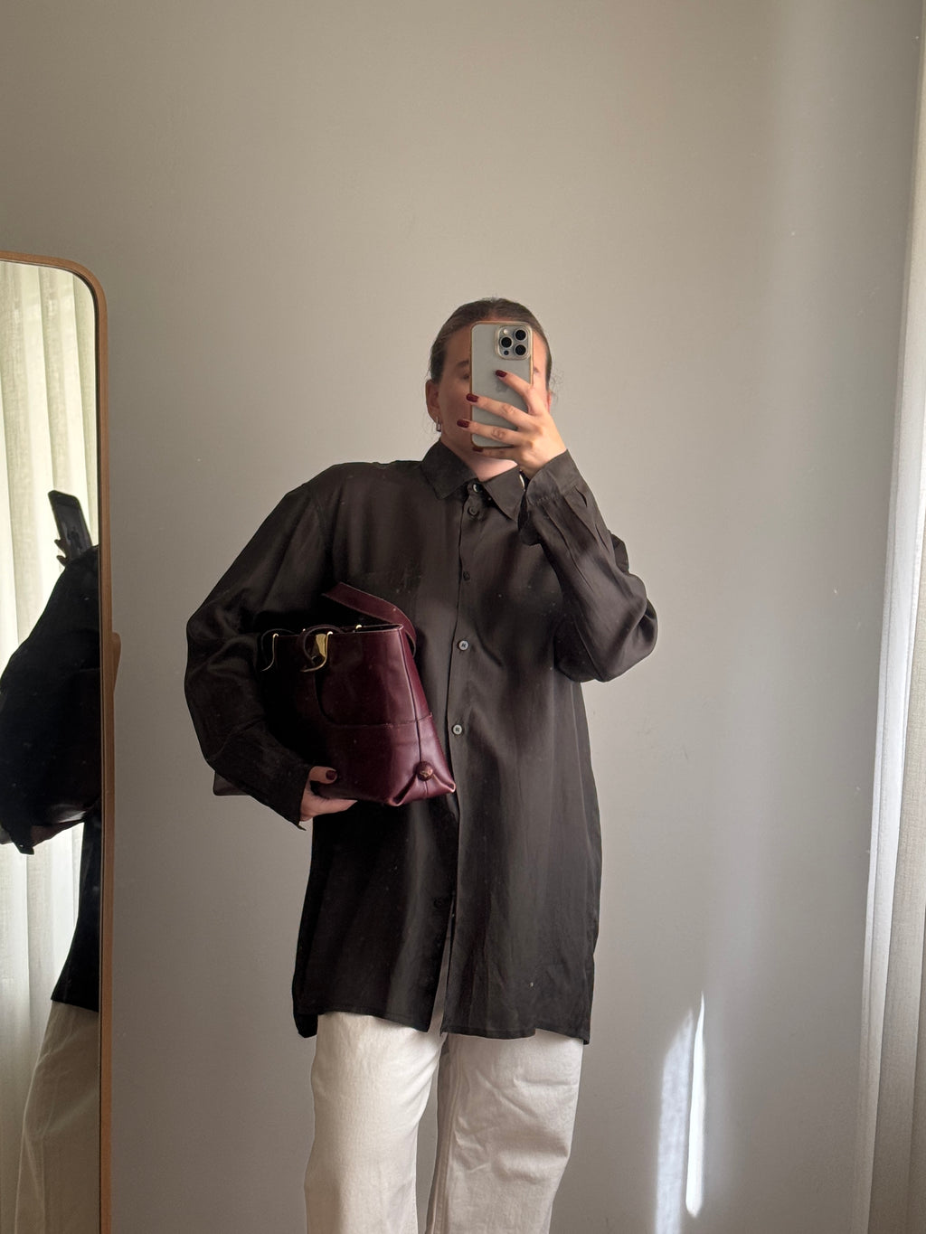 Maxi camicia marrone in viscosa