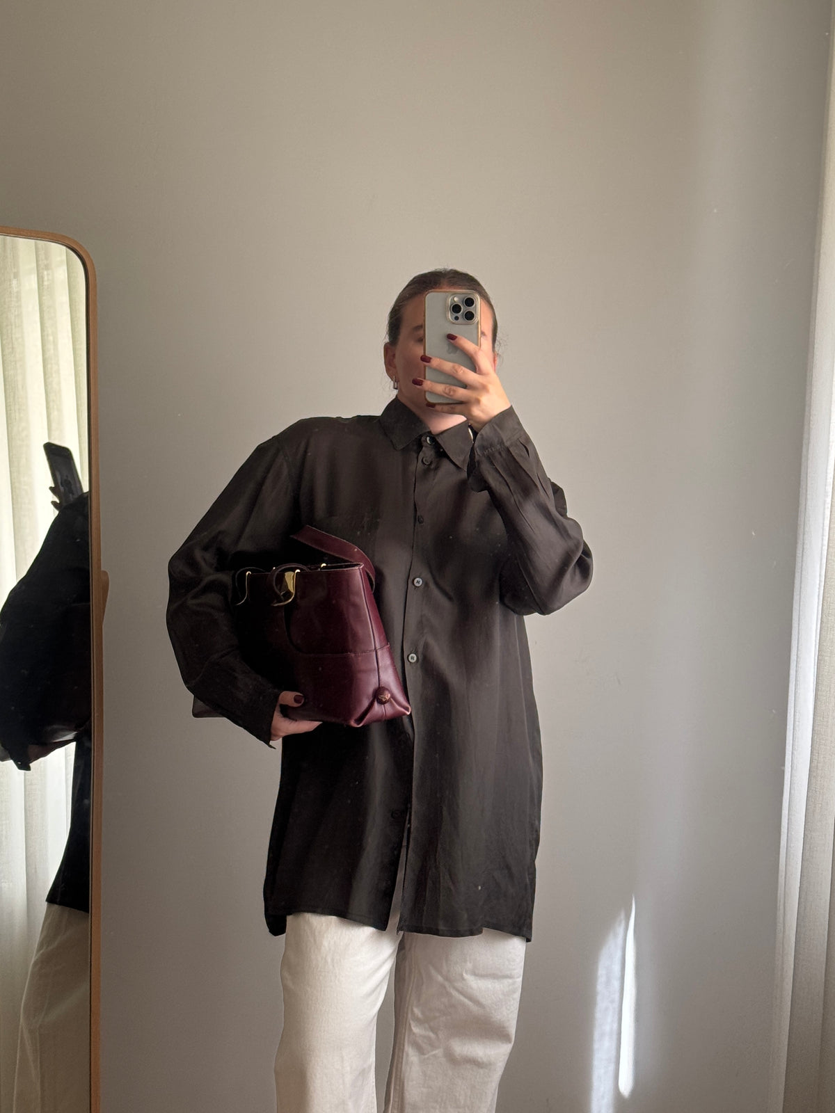 Maxi camicia marrone in viscosa