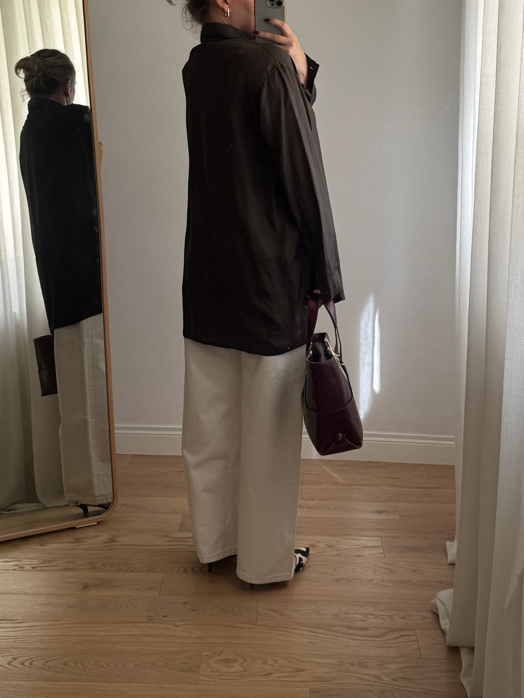 Maxi camicia marrone in viscosa