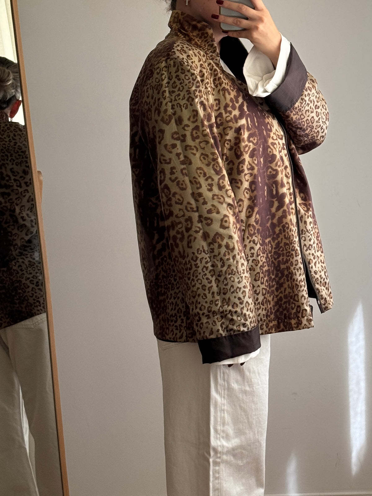 Giacca impermeabile double face animalier