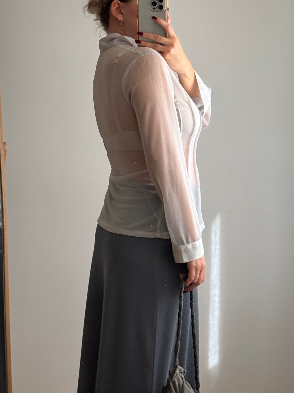 Camicia color ghiaccio in mesh