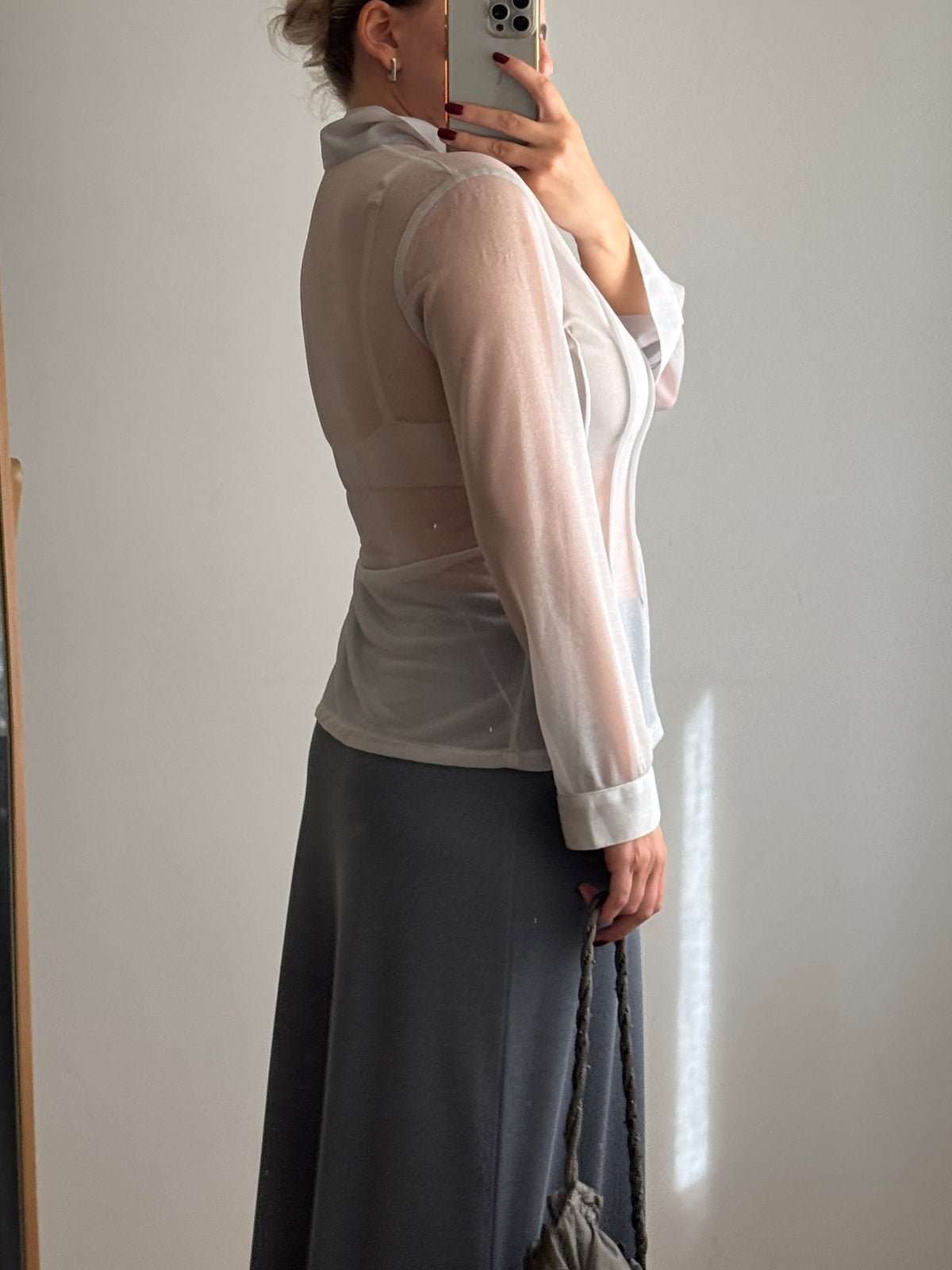 Camicia color ghiaccio in mesh