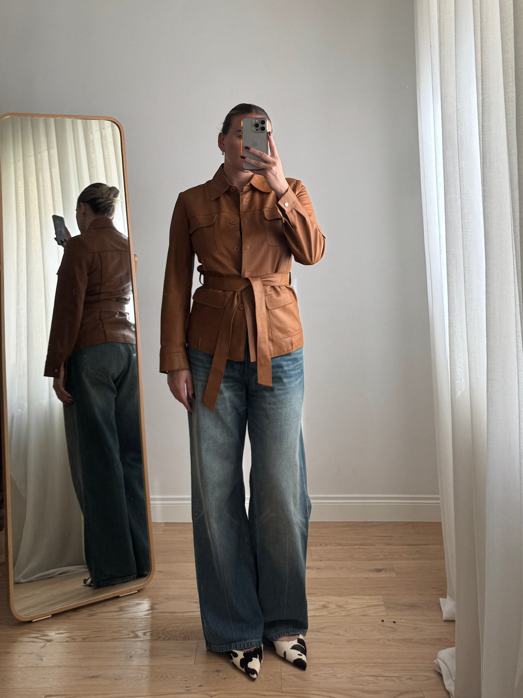 Giacca cammello in vera pelle