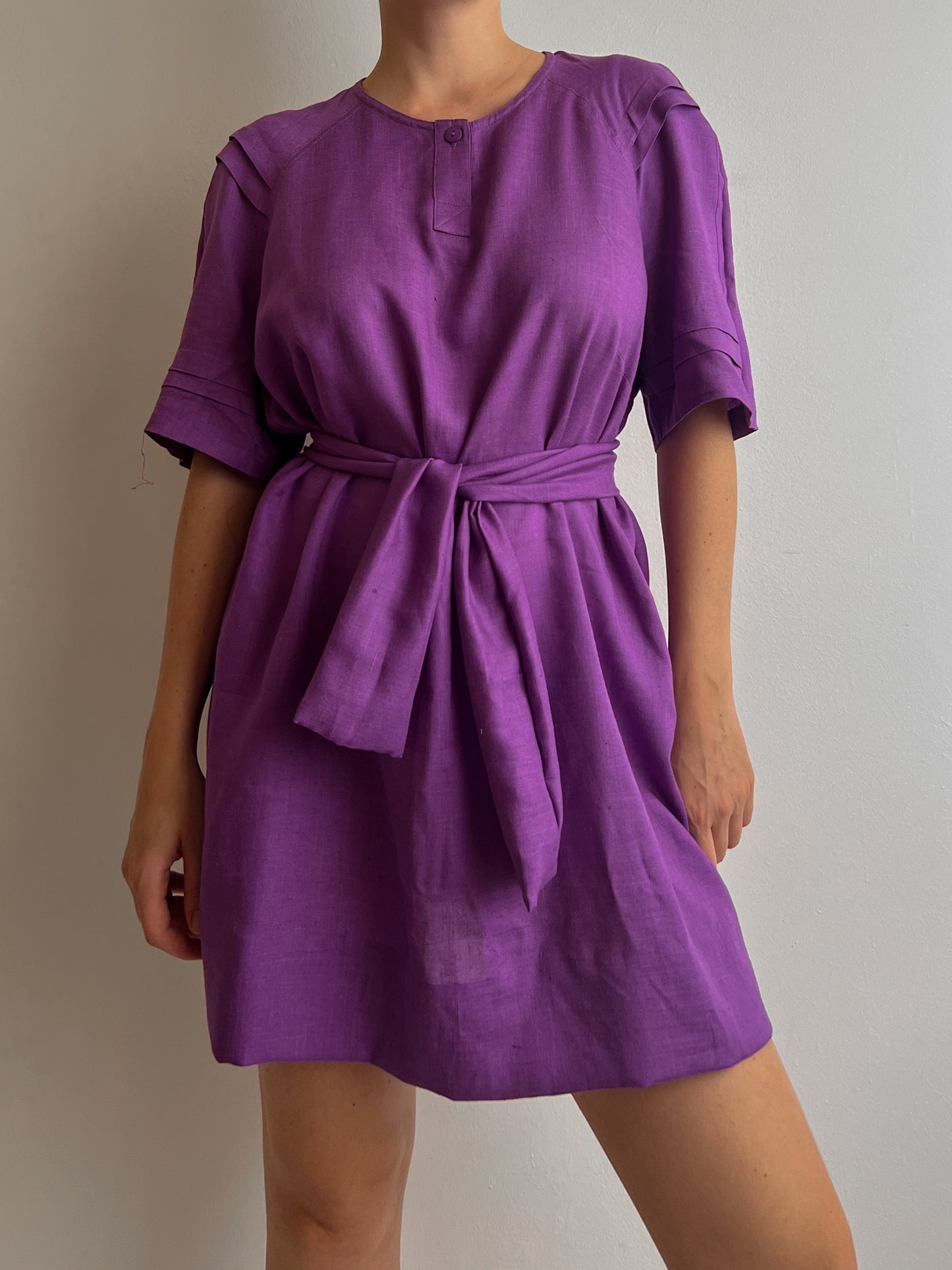 Linen and cotton violet dress