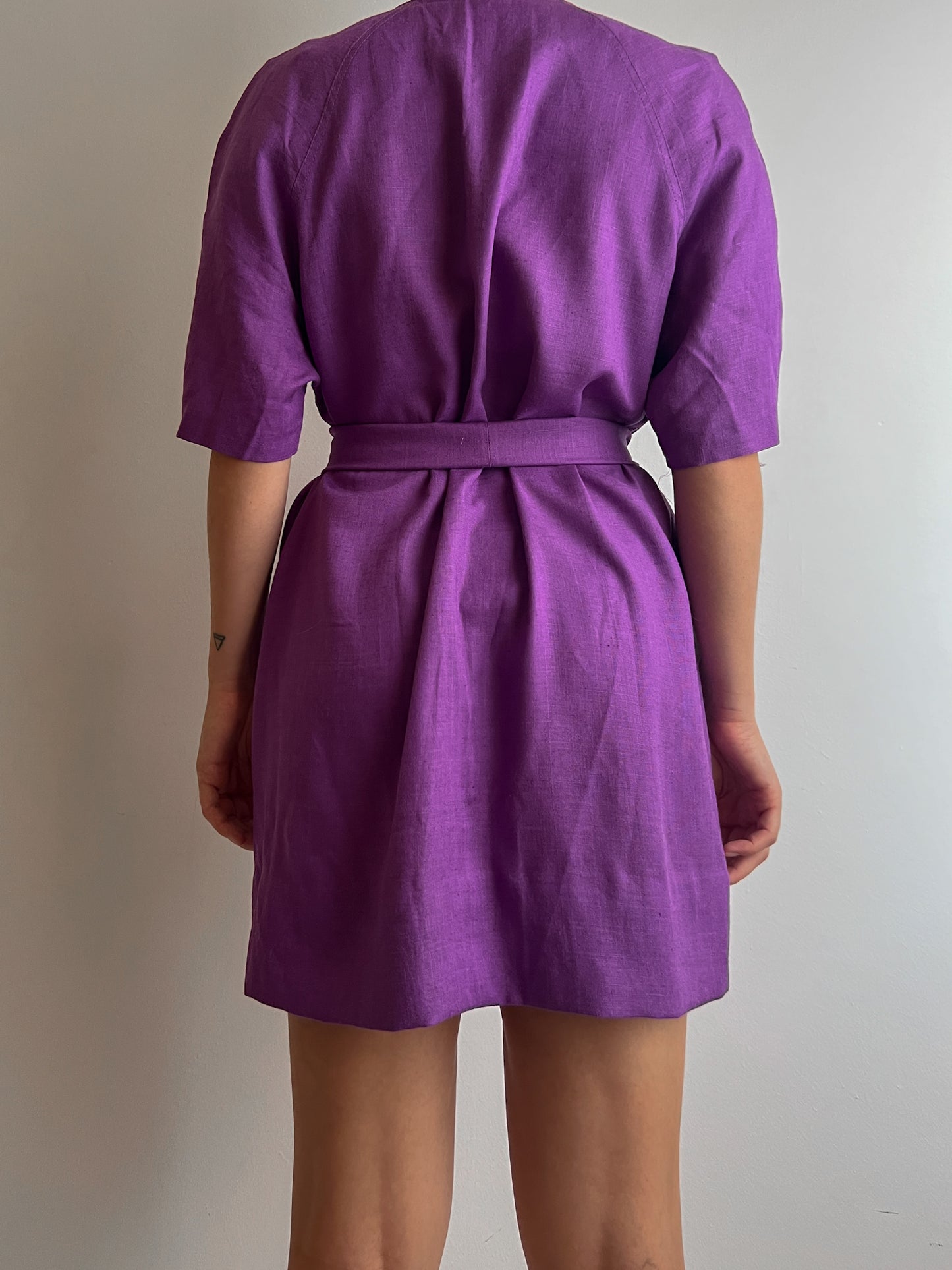 Linen and cotton violet dress