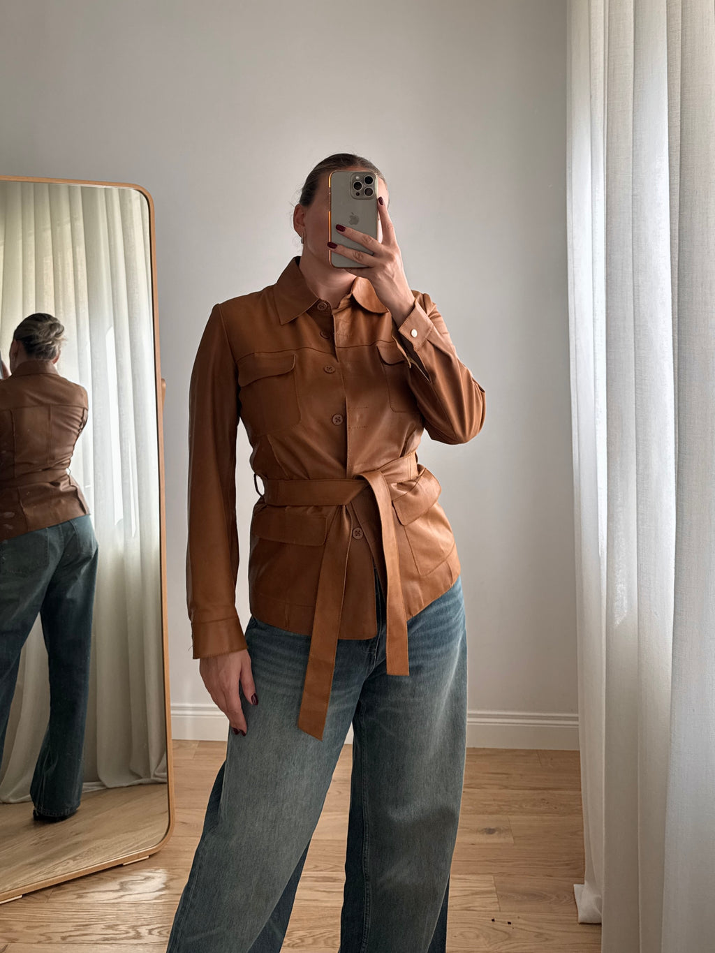 Giacca cammello in vera pelle