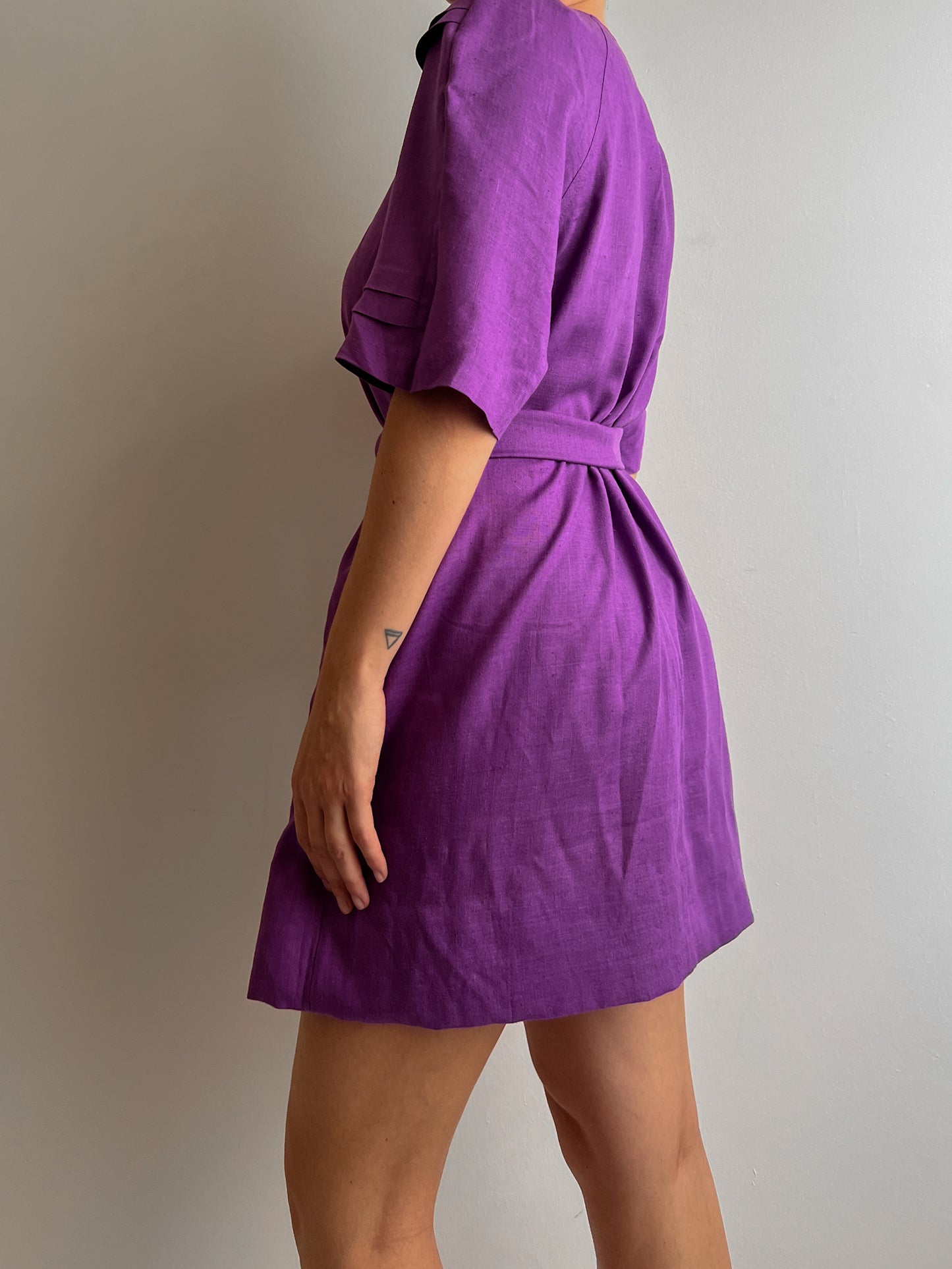 Linen and cotton violet dress