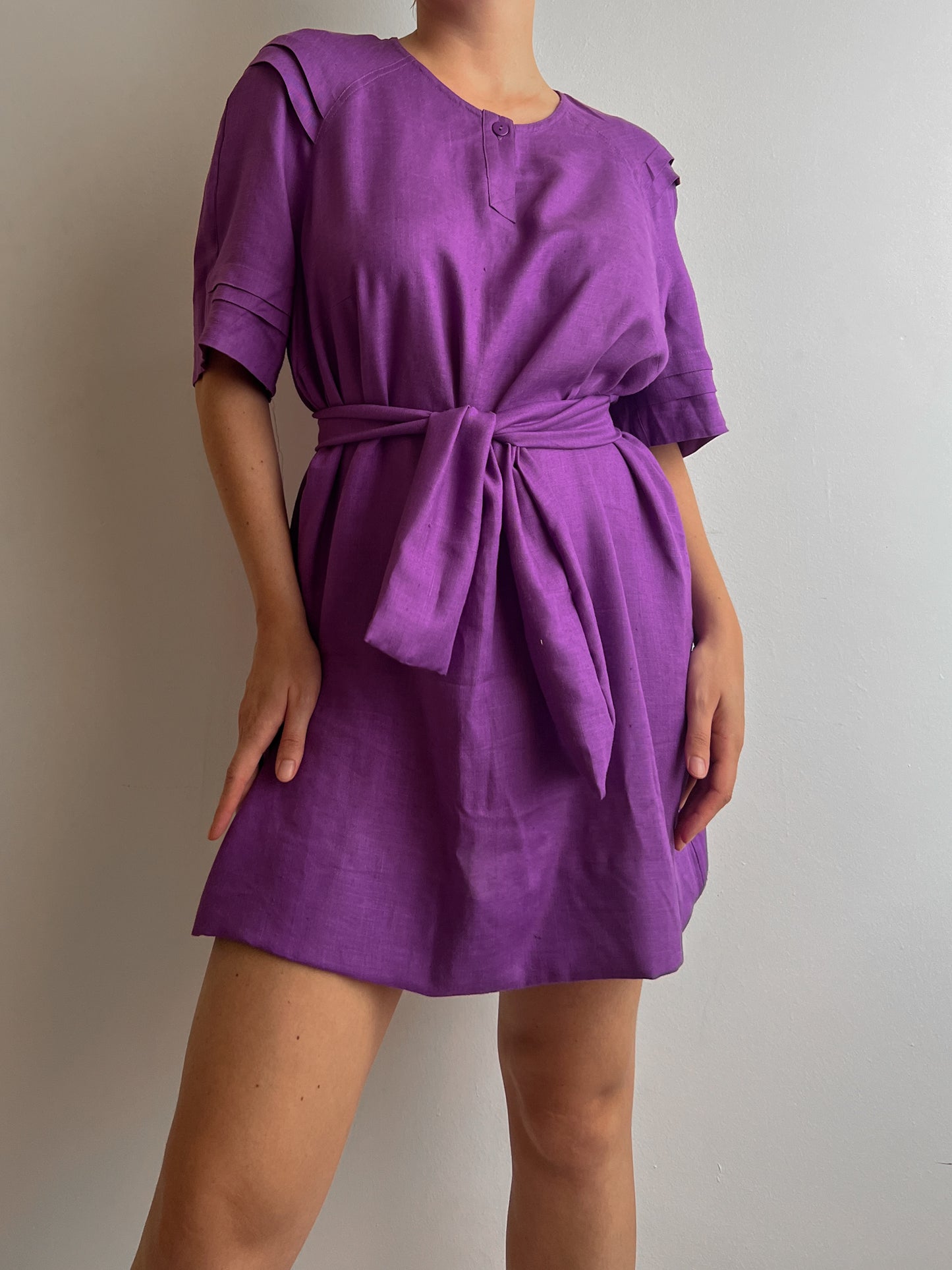 Linen and cotton violet dress