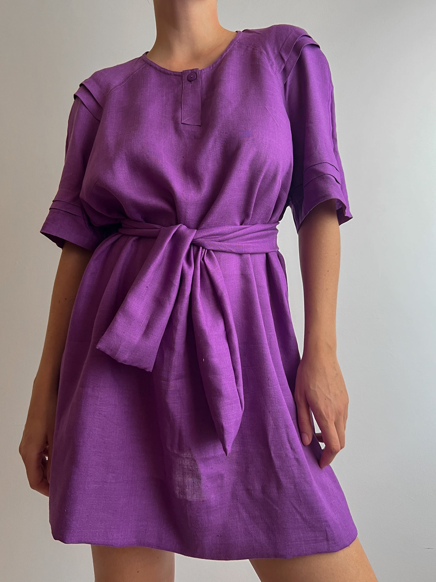 Linen and cotton violet dress