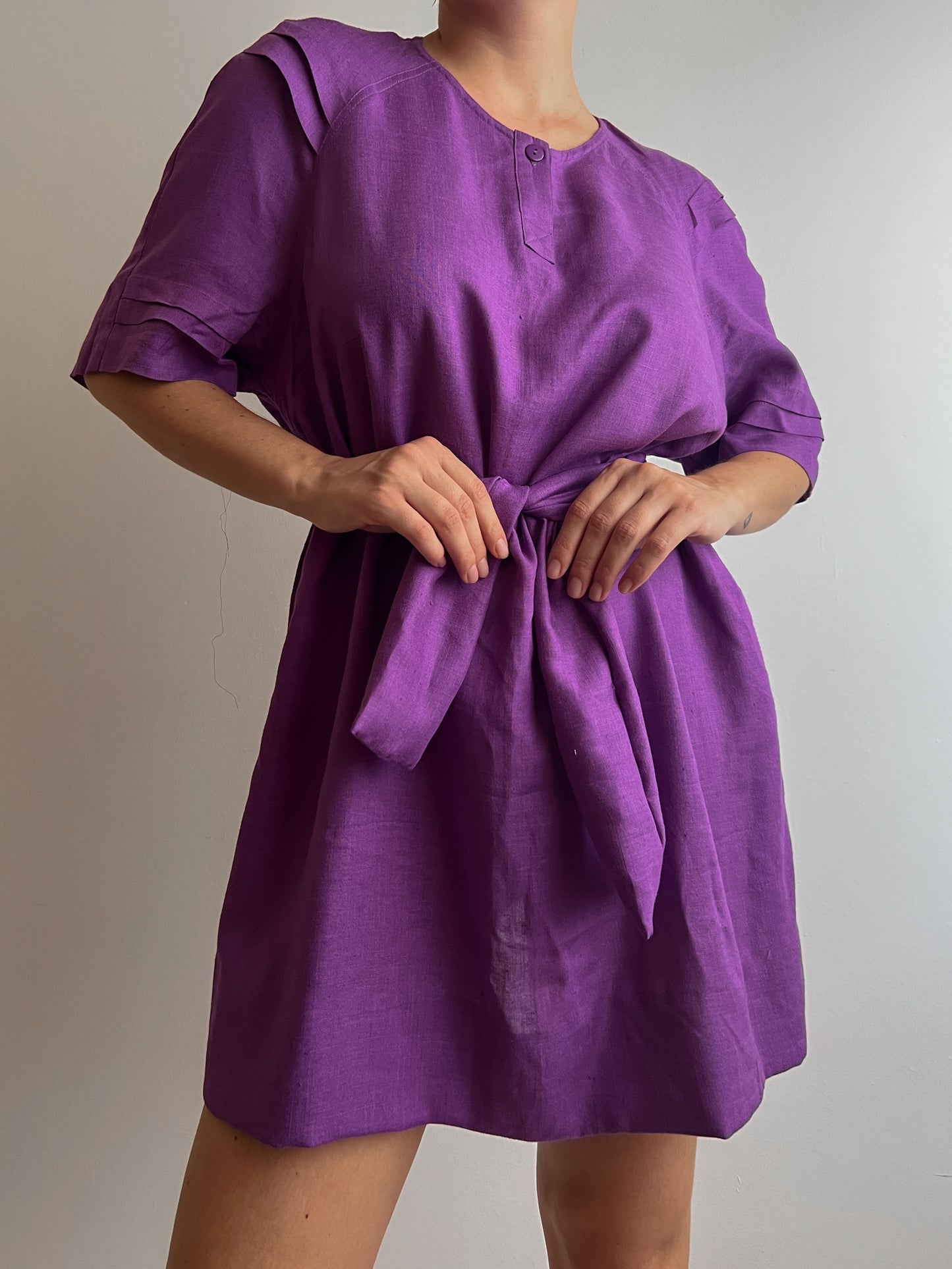 Linen and cotton violet dress