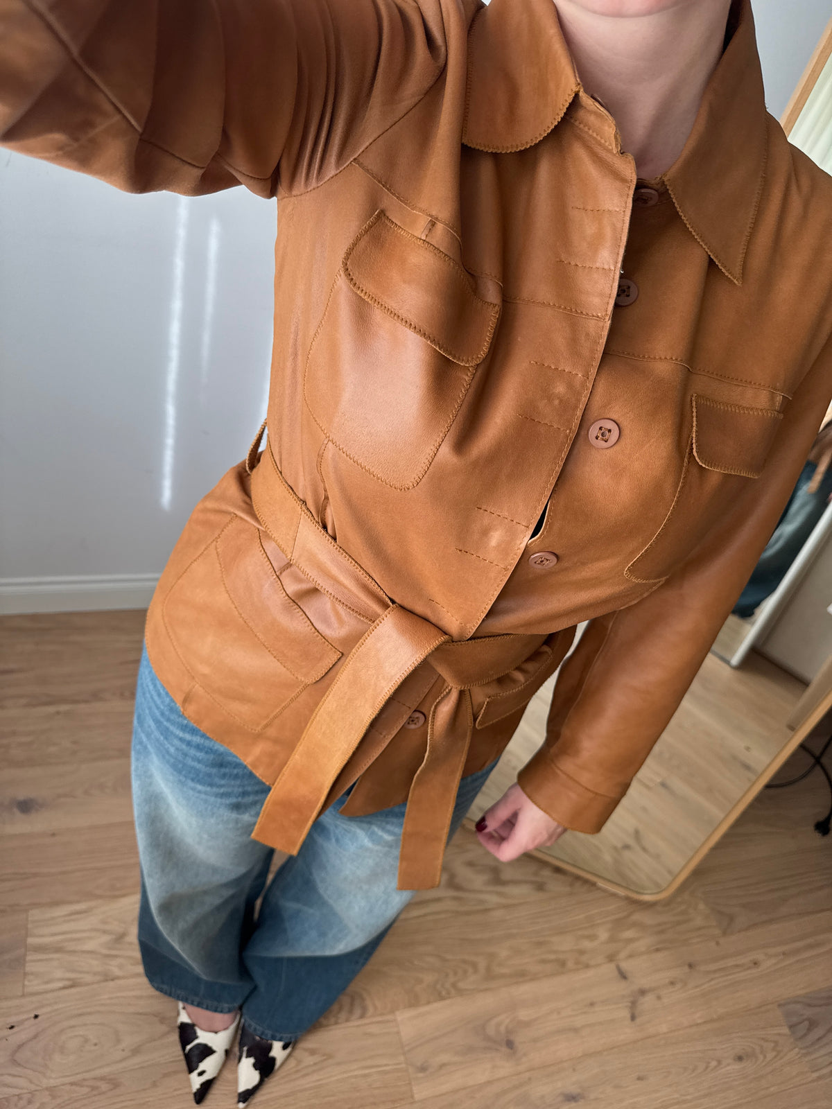 Giacca cammello in vera pelle
