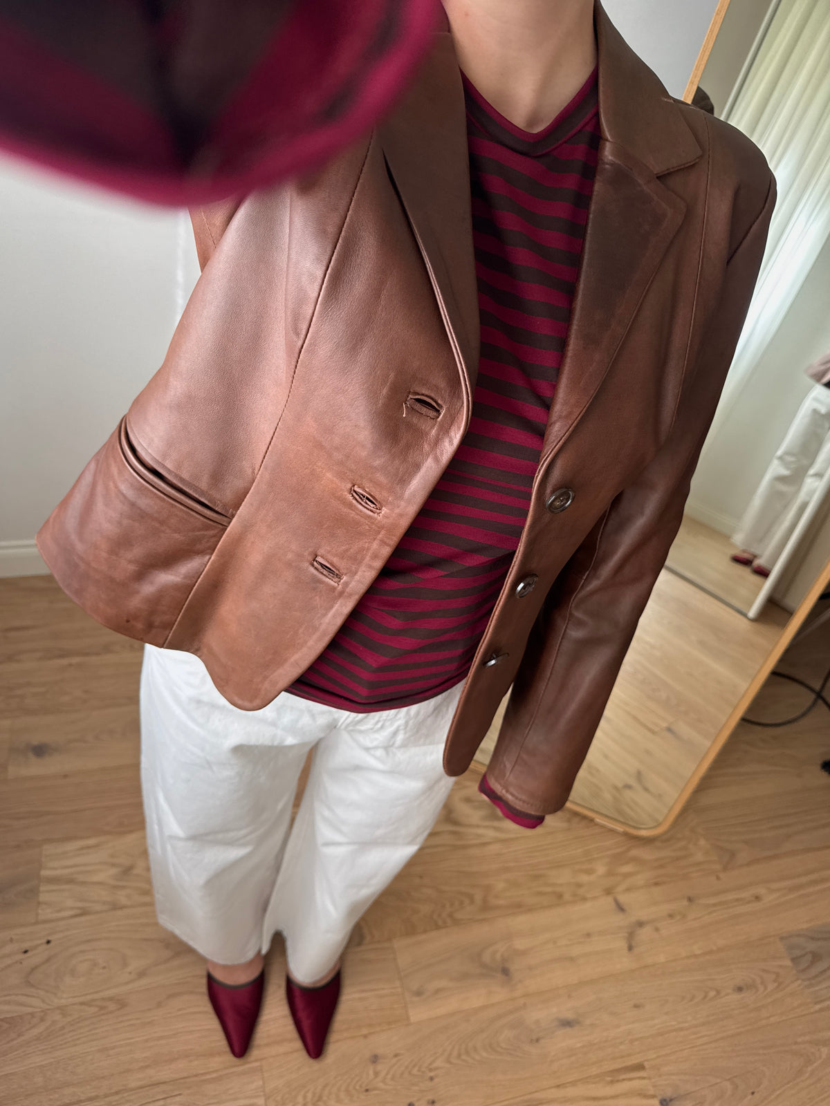 Blazer marrone in vera pelle