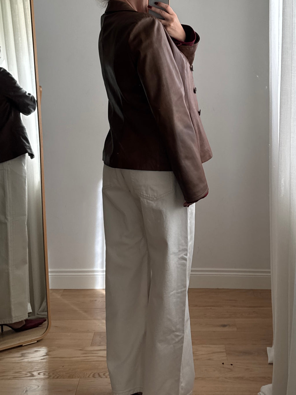 Blazer marrone in vera pelle