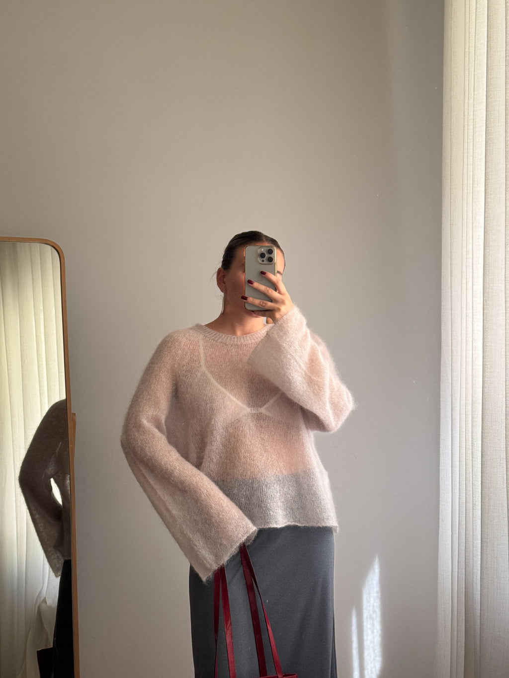 Maglione kid mohair con maniche svasate - Ice